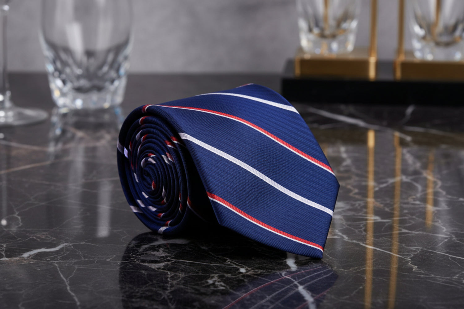 Blue Red Stripe Tie||Blue, Red