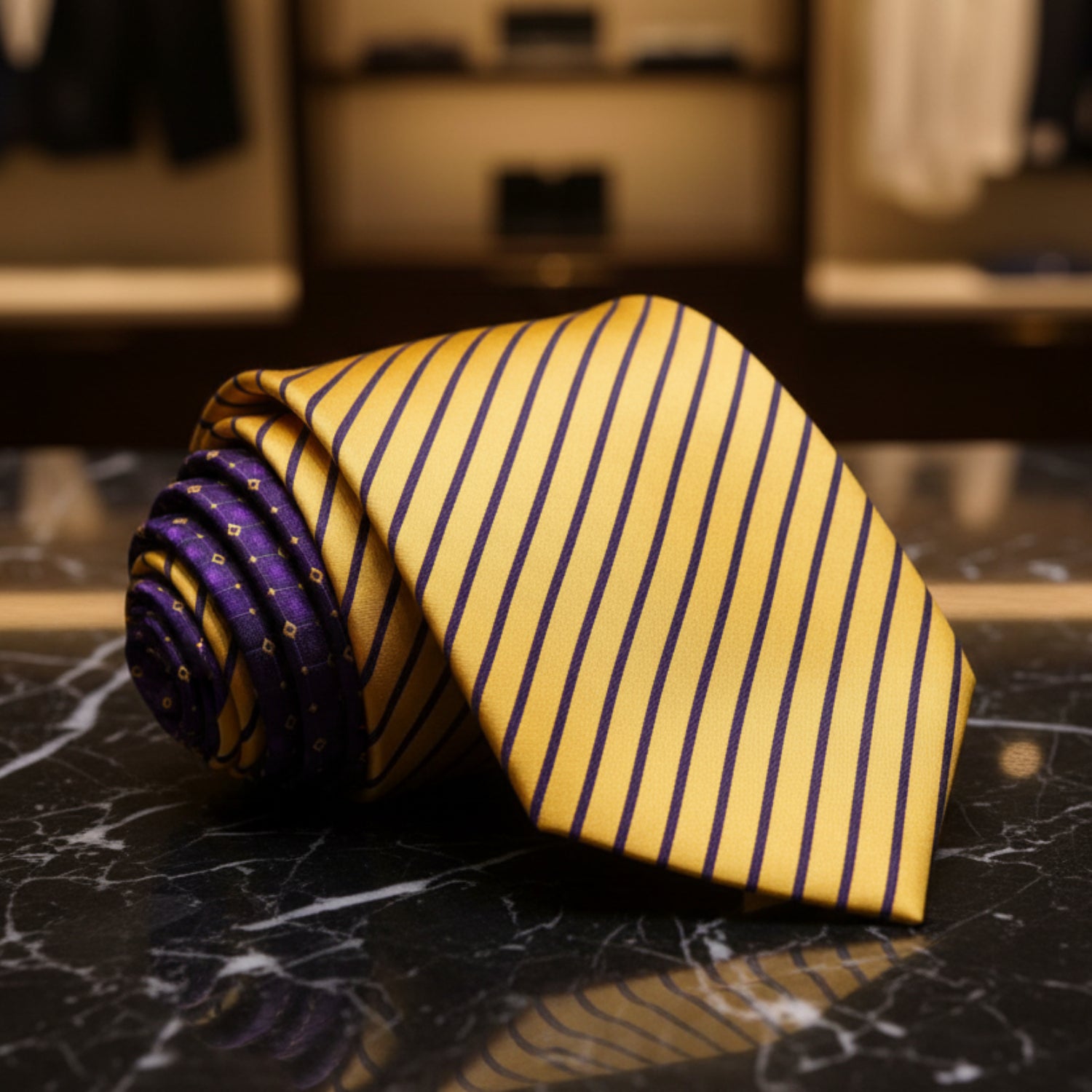 Yellow and Purple Stripe Tie