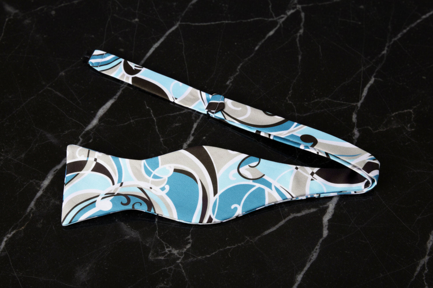 Teal, Black, Grey Abstract Bow Tie Self Tie