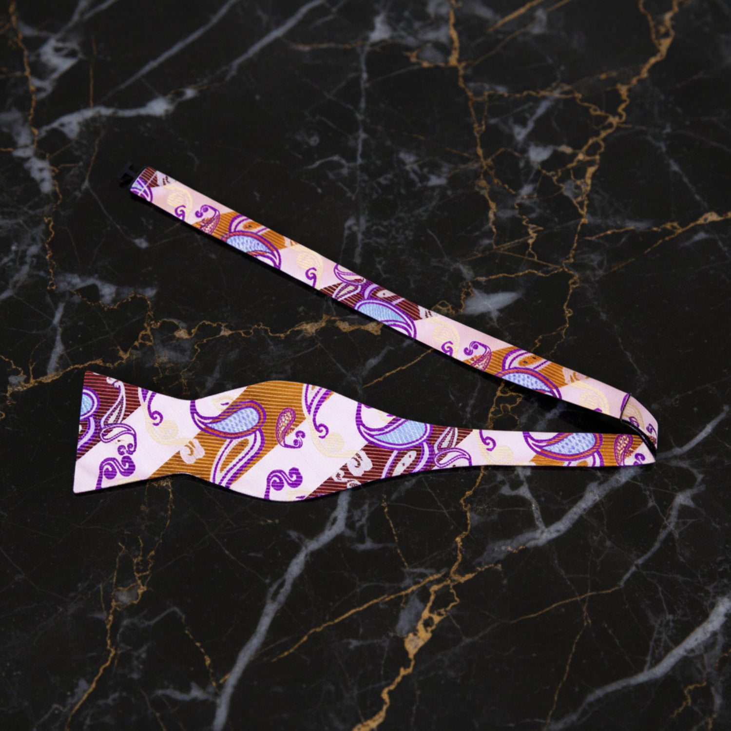 Untied: Ivory Powder, Purple, Blue Paisley Bow Tie
