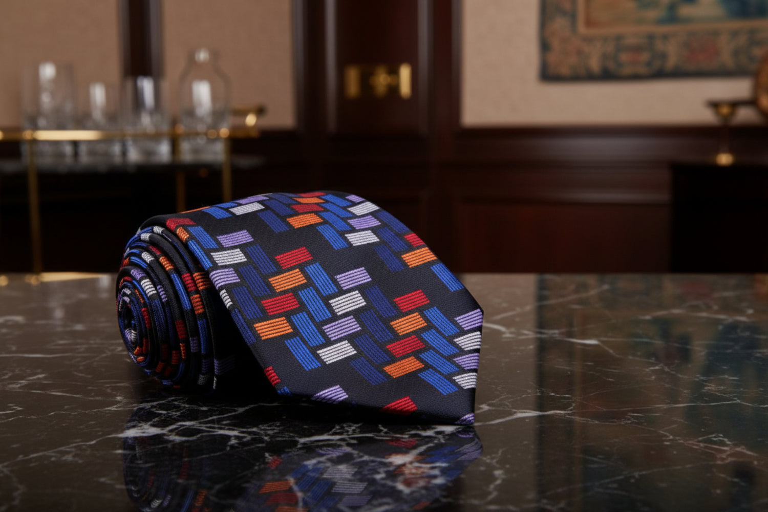 Red, Blue, Orange Blocks Tie 