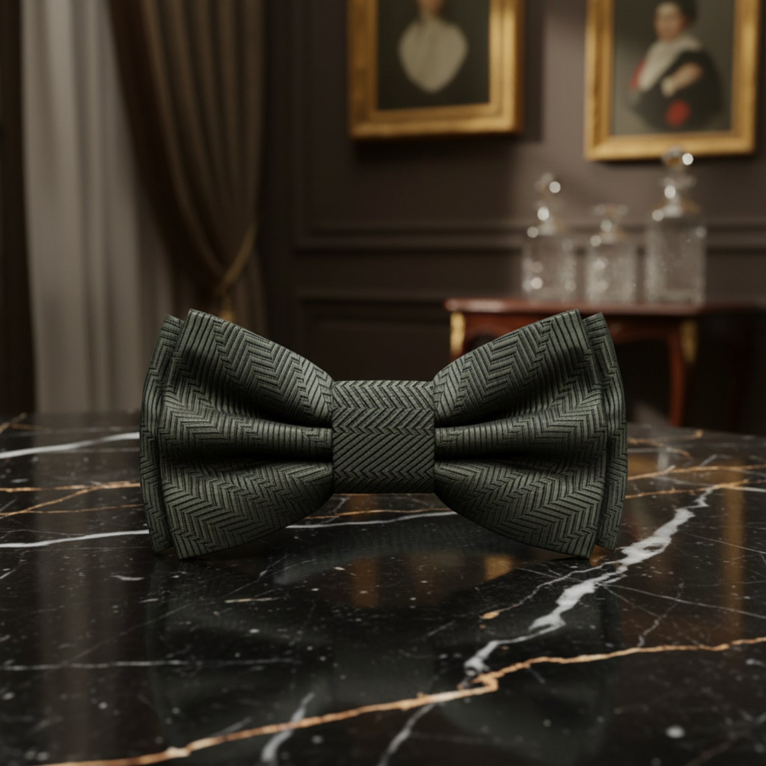 A Solid Juniper Green Pattern Silk Self Tie Bow Tie 