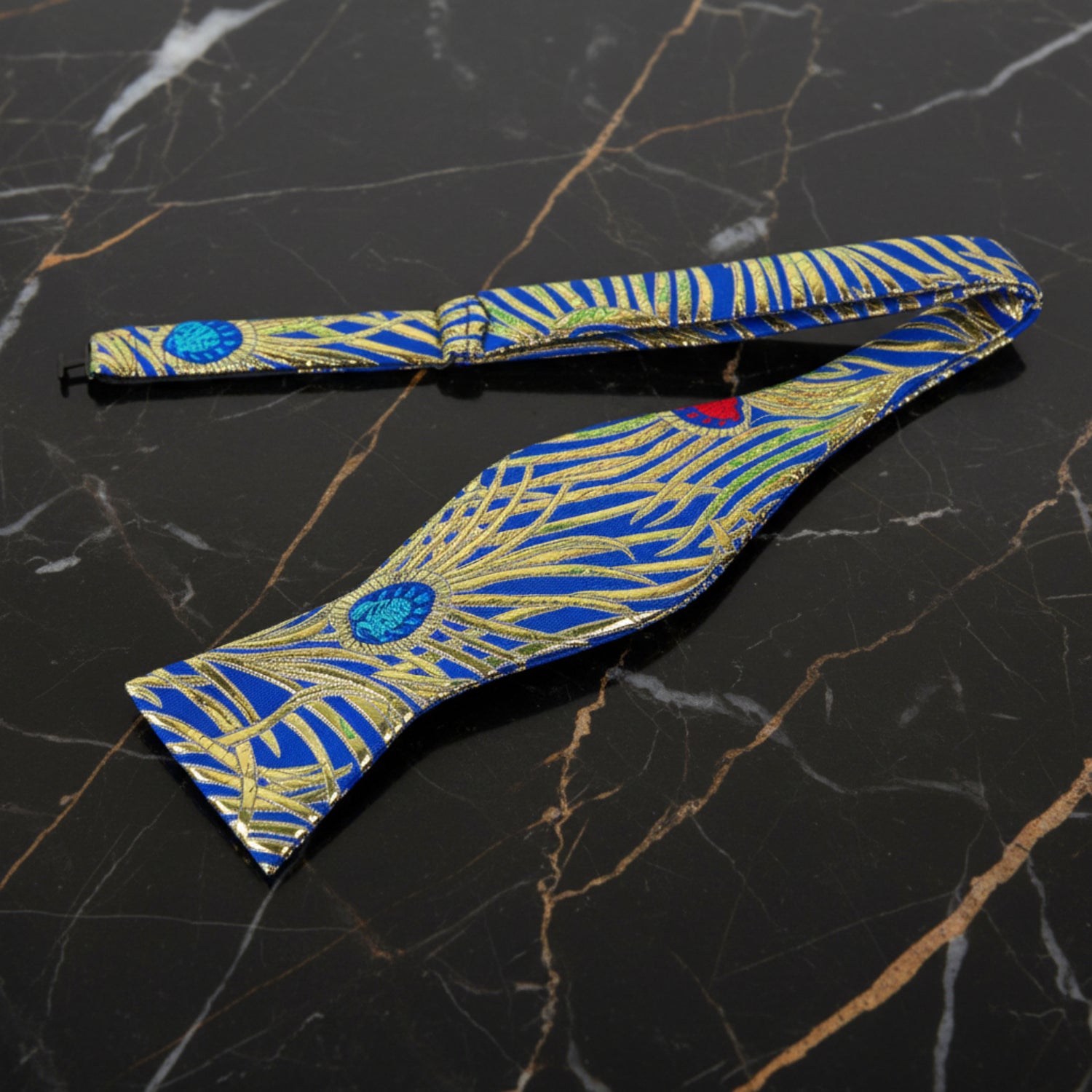 Blue, Shining Gold, Red Abstract Bow Tie Untied