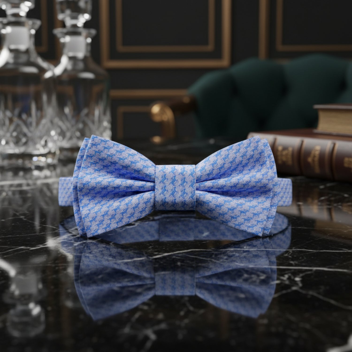 Light Blue Race Horses Bow Tie