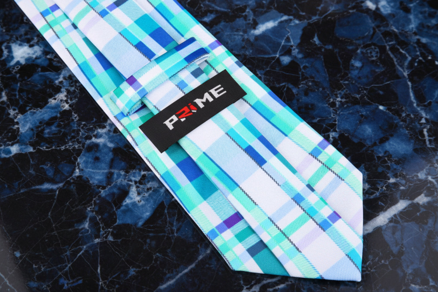 White, Light Blue, Light Green Plaid Tie Keep