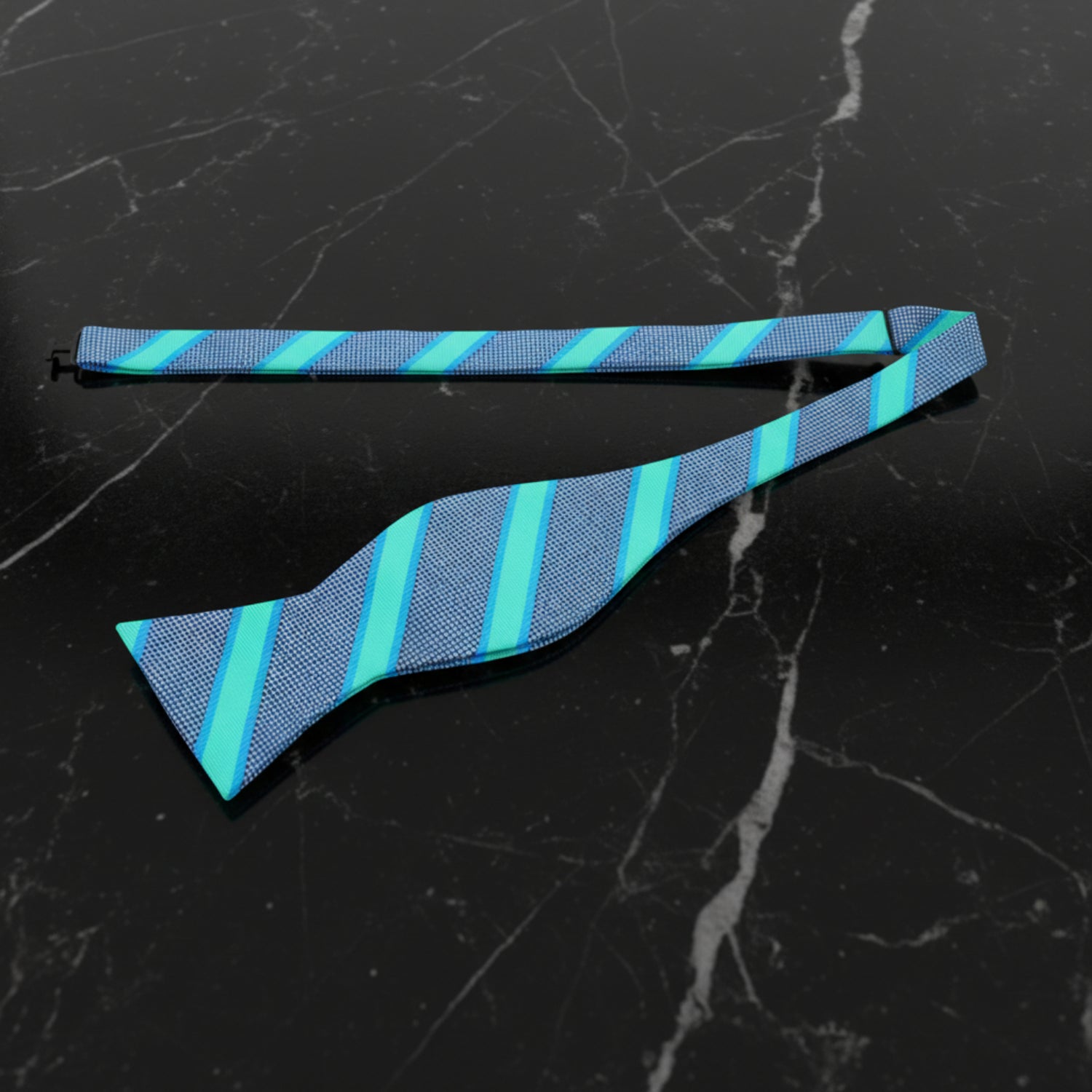 Light Blue, Mint Stripe Bow Tie Untied