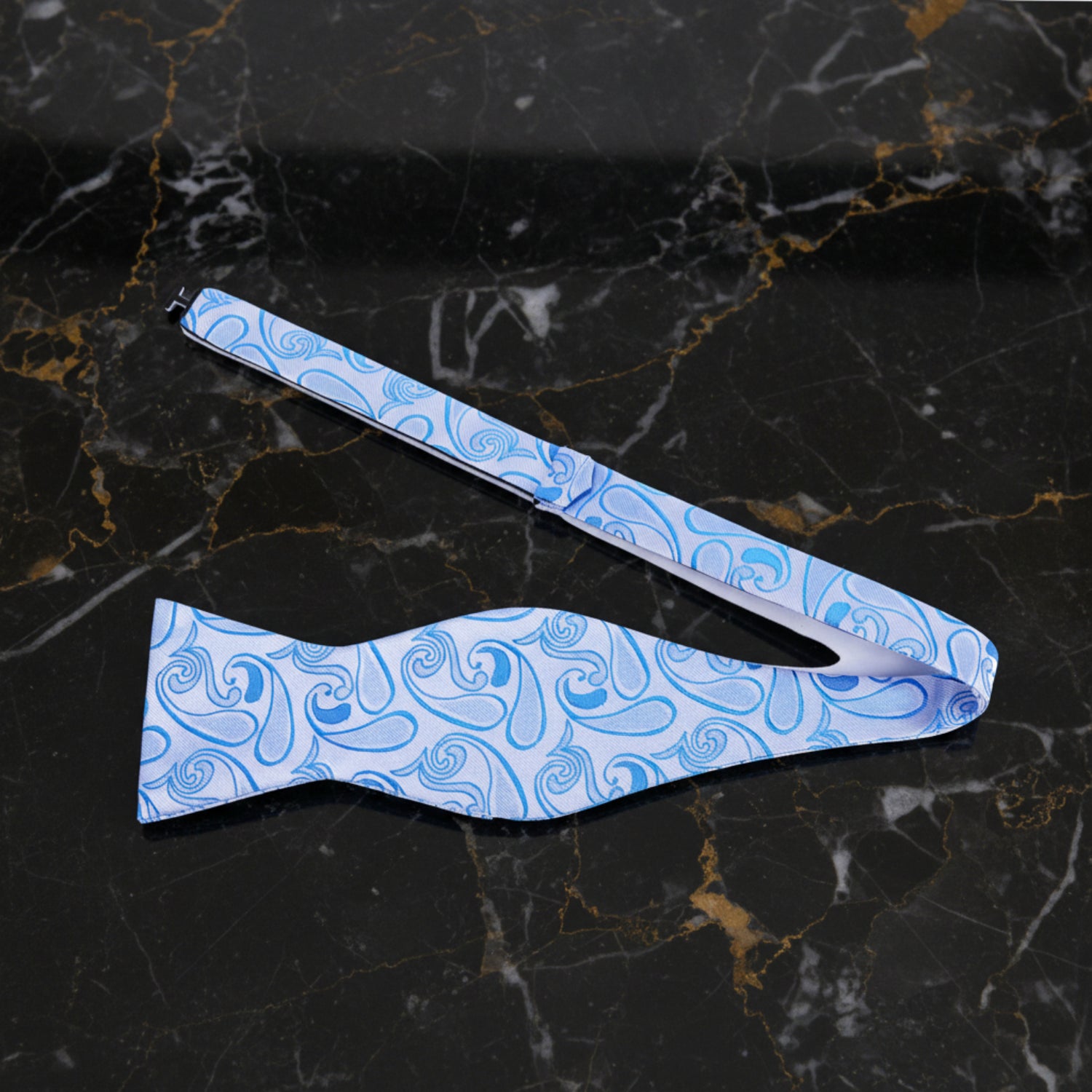 Shades of Blue Paisley Bow Tie 