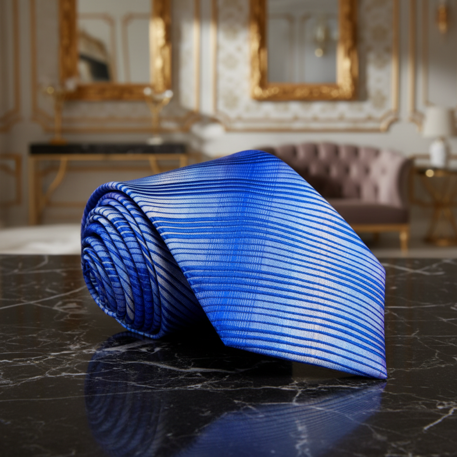 A Blue, Light Blue, Purple Color Abstract Wavy Swirl Pattern Necktie