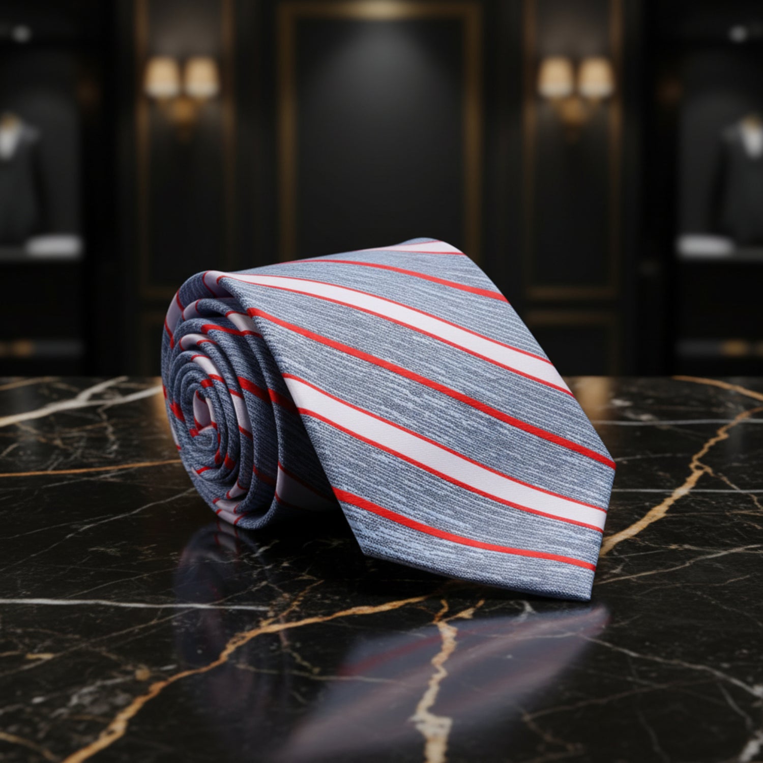 Blue, Red Stripe Tie  