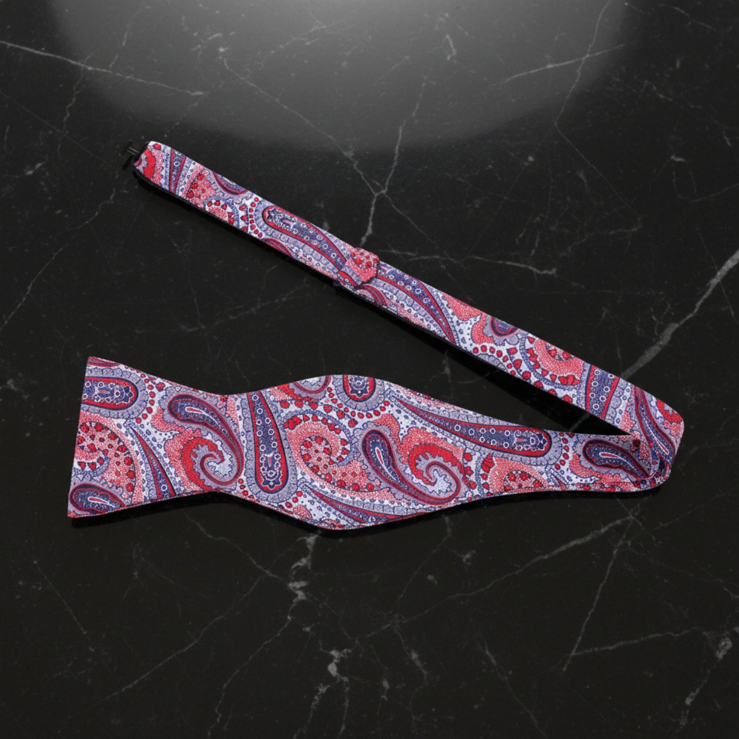 Light Blue, Red Paisley Self Tie Bow Tie Self Tie