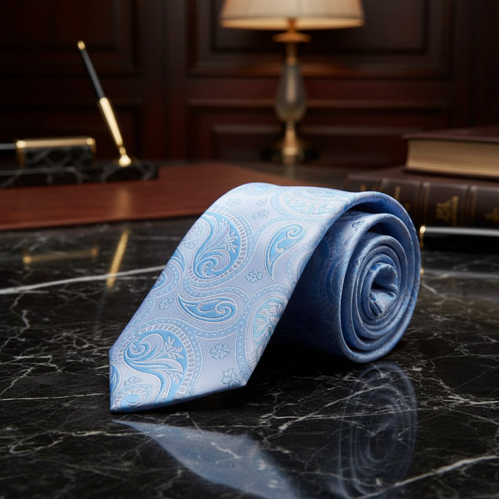 Light Blue Paisley Tie