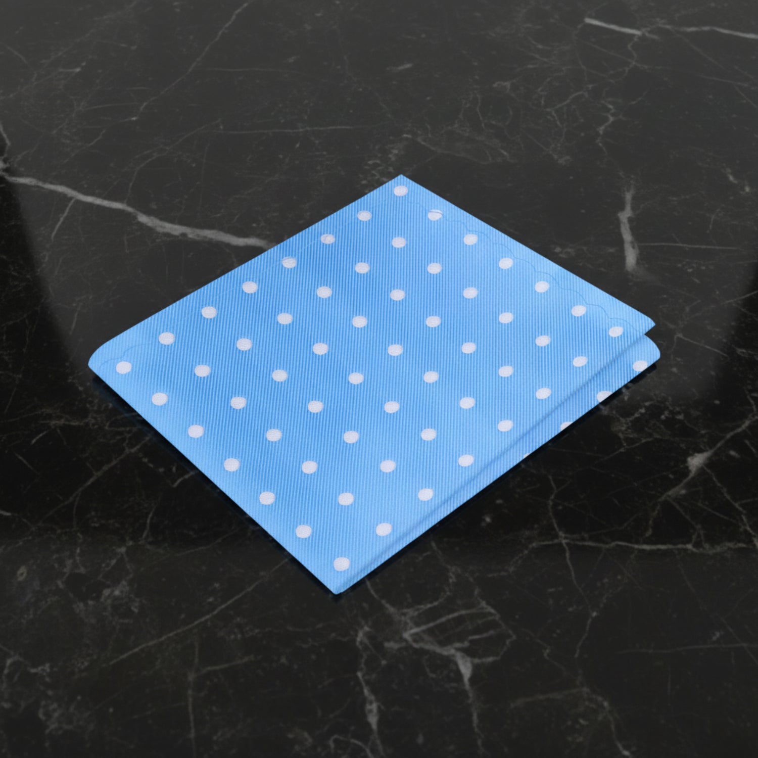 Light Blue, White Polka Pocket Square