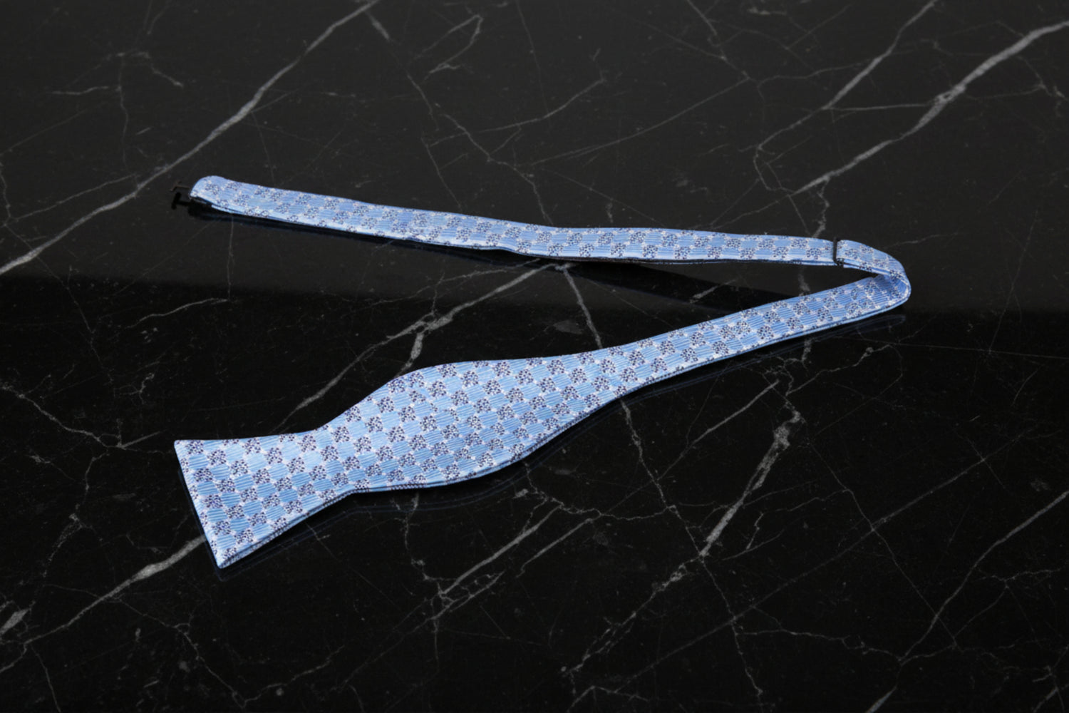 Blue Geometric Bow Tie Untied