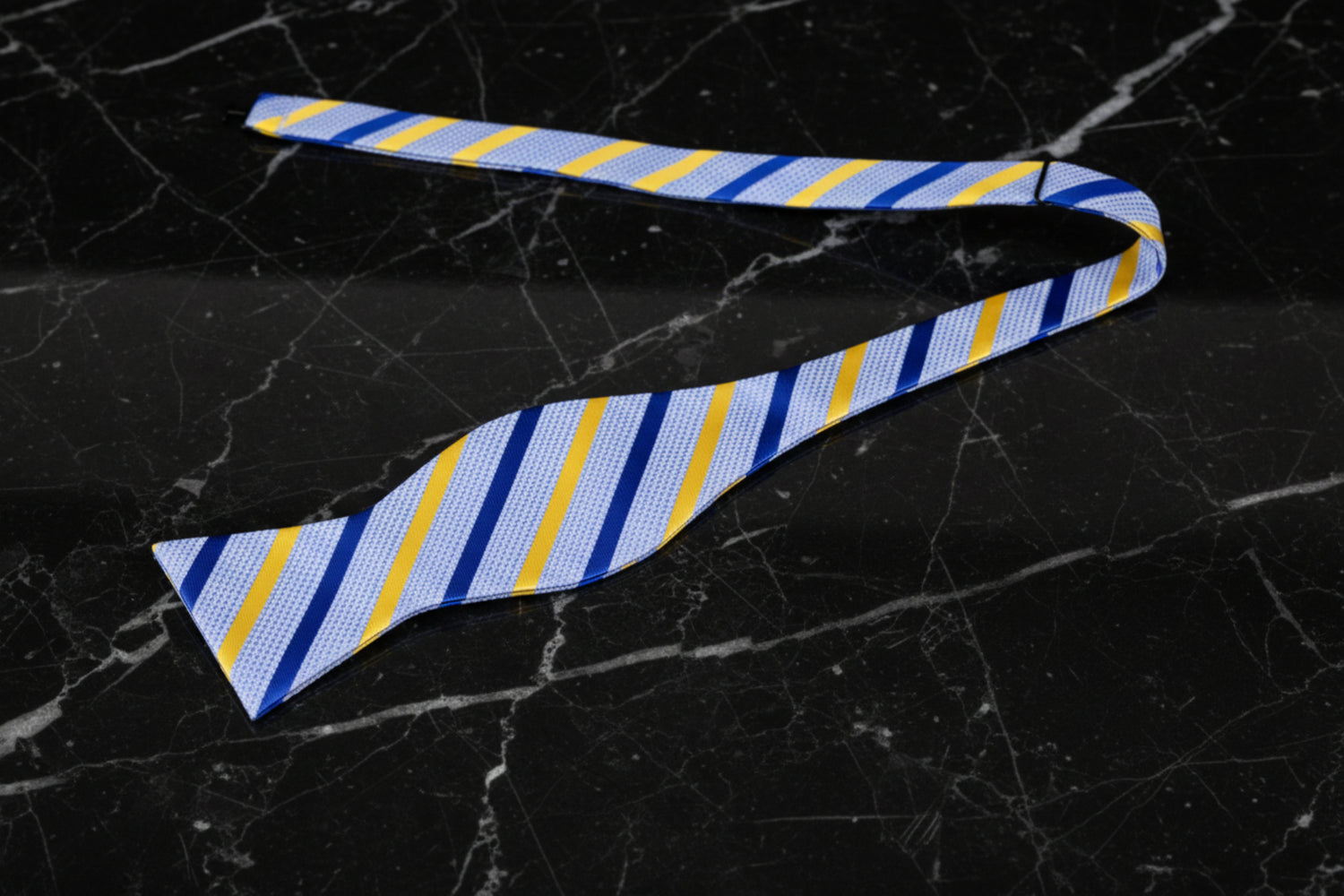 Light Blue and Blue with Yellow Stripe Self Tie Bow Tie