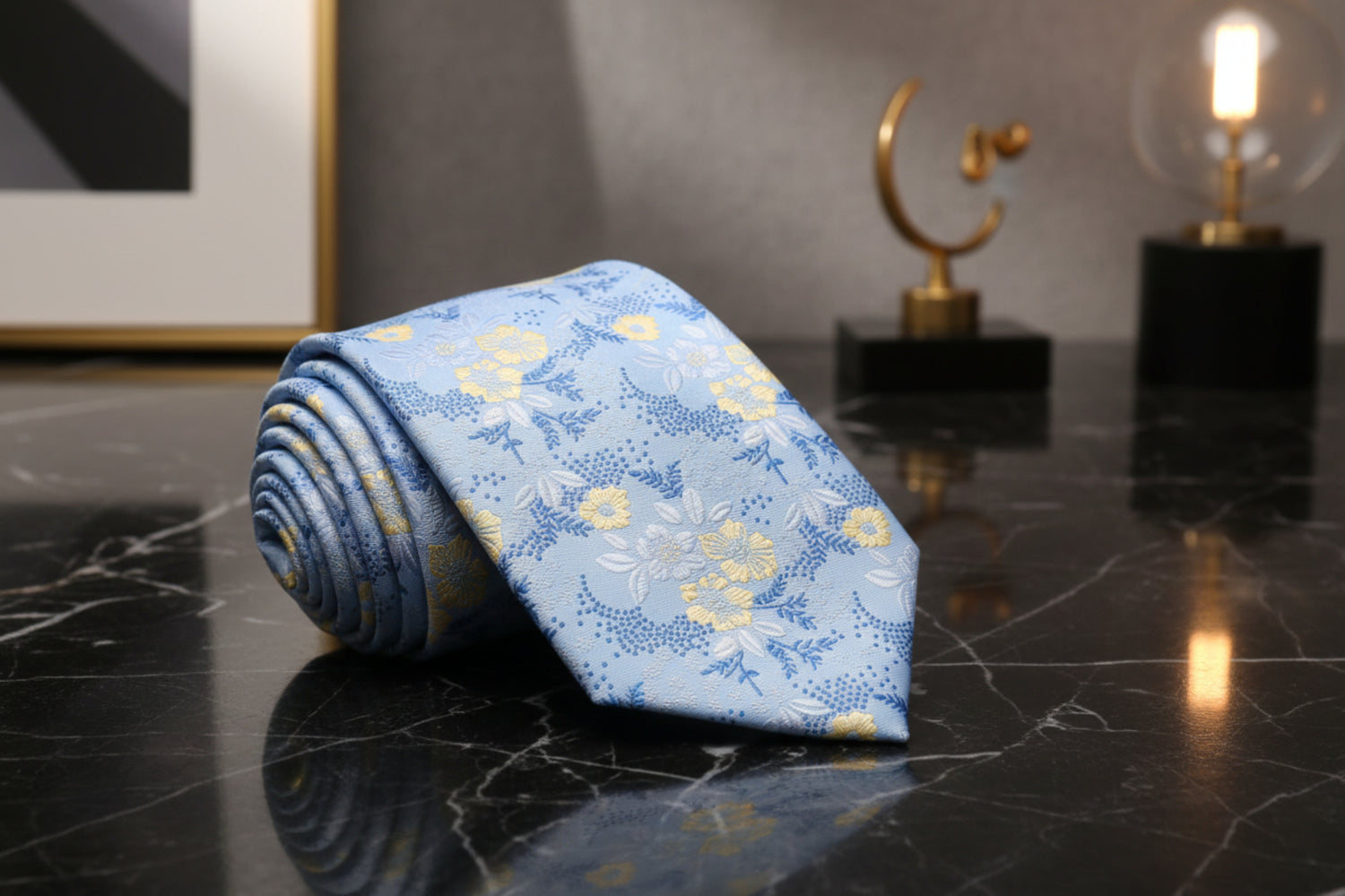 Light Blue Floral necktie