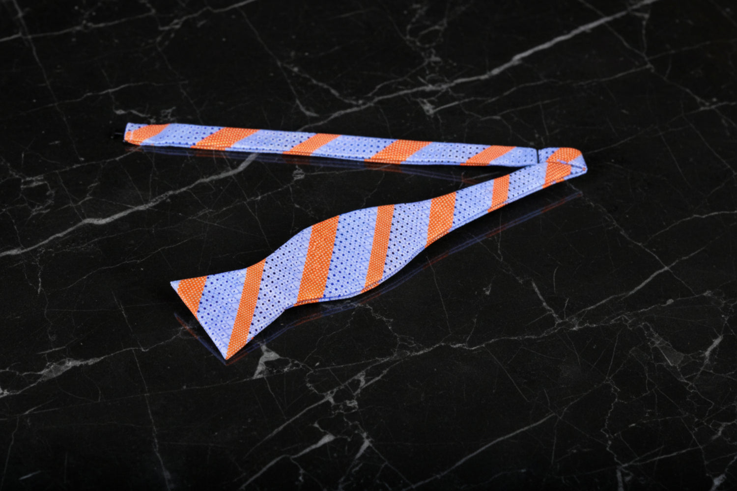 Untied: Blue, Orange Stripe Bow Tie
