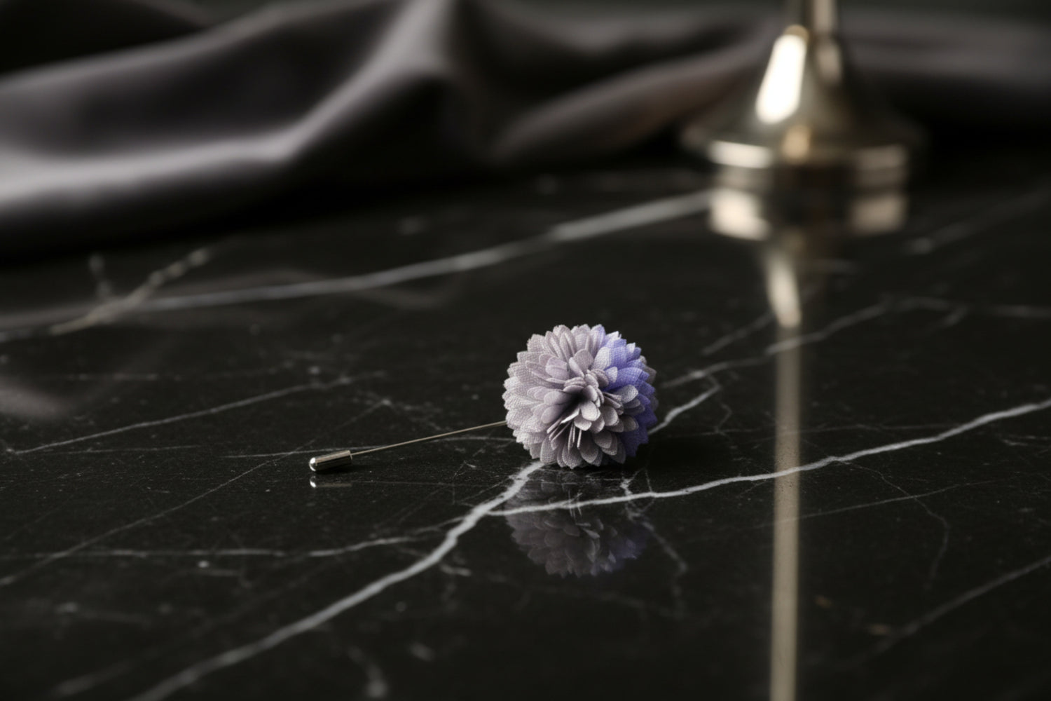 Main View: A Smokey Purple, Lavender Thin Petal Lapel Flower