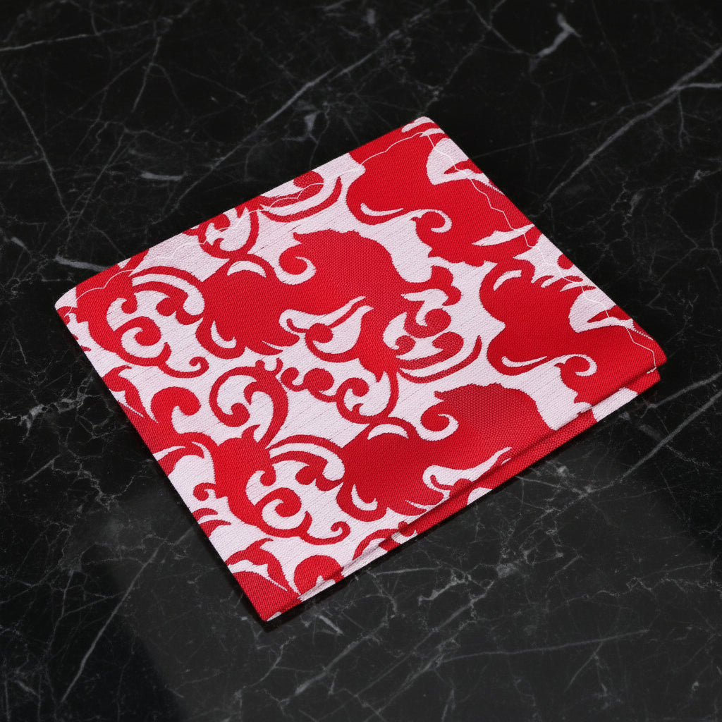 A Light Red, Red Vine Pattern Pocket Square