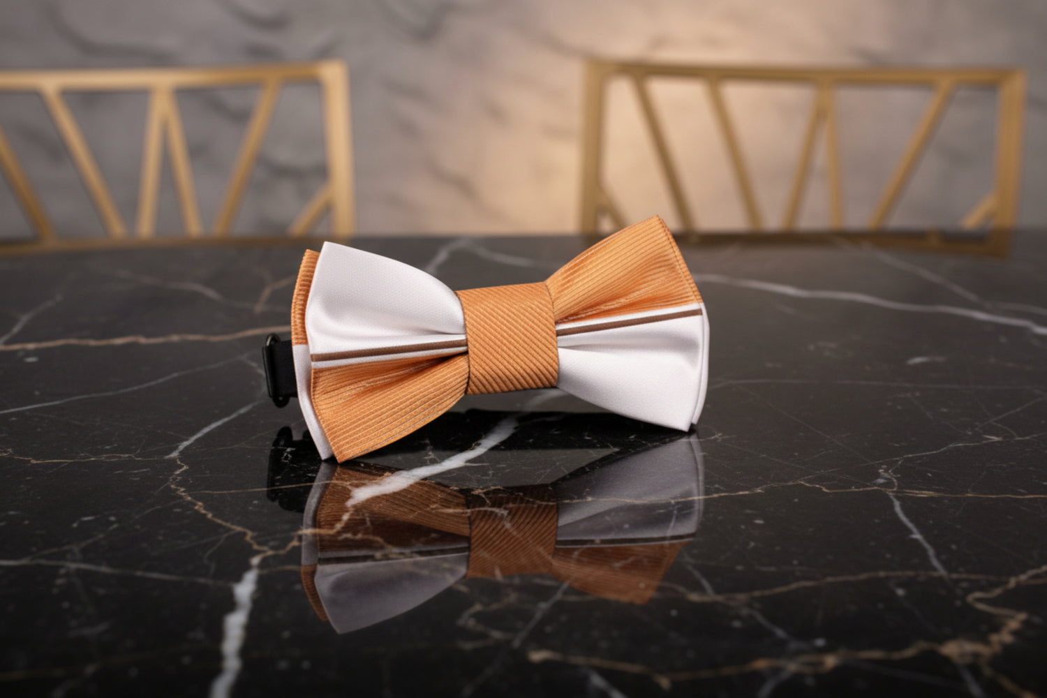 Light Orange, Orange, Brown Stripe Bow Tie 