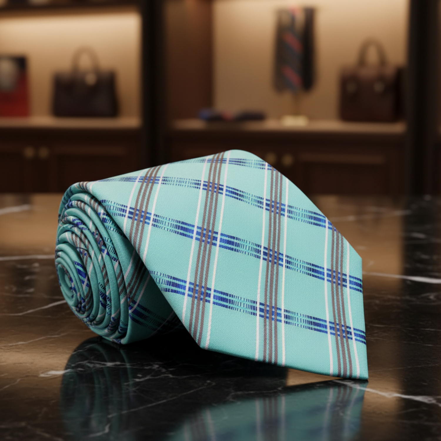 Blue Plaid Necktie 
