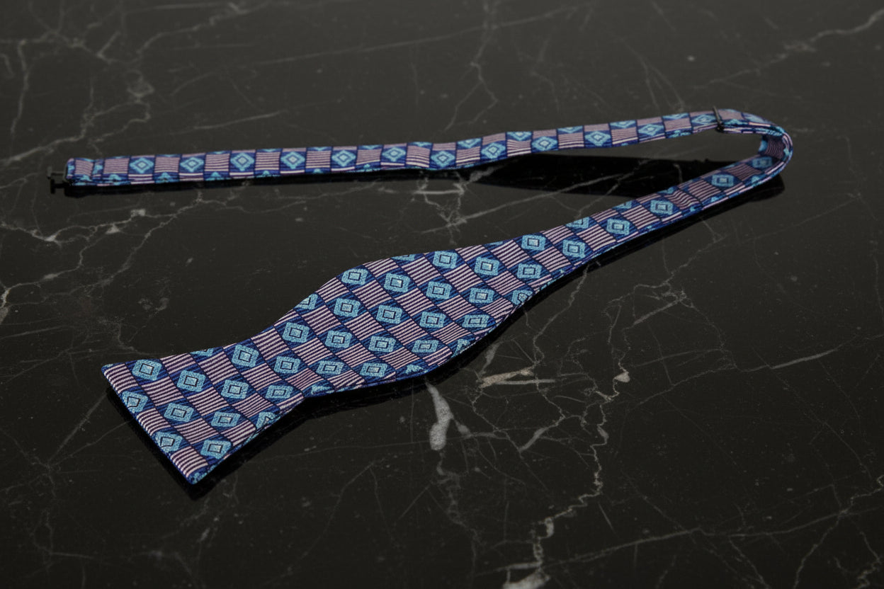 Untied View: Aqua geometric bow tie