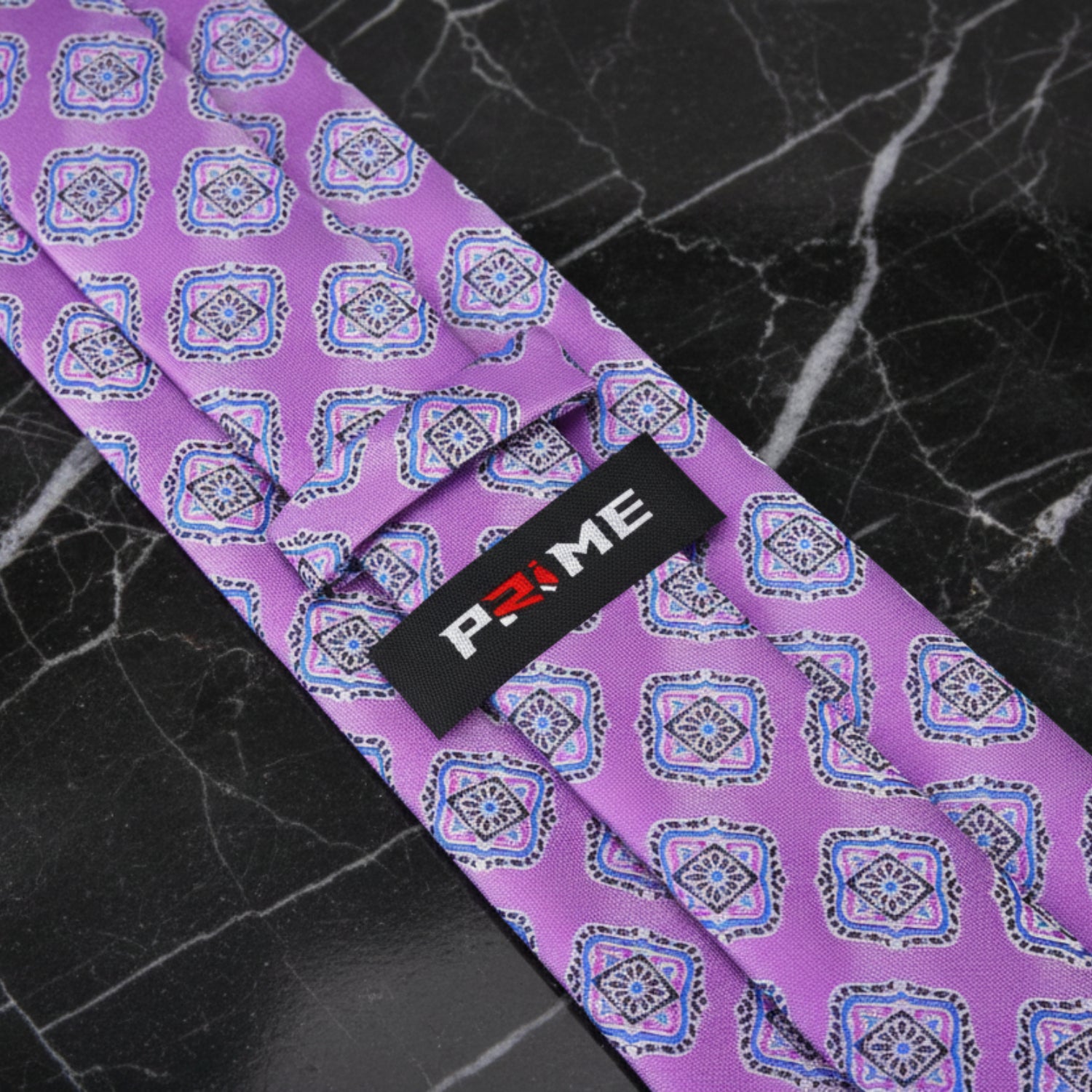 Tie Keep: Light Purple, Light Blue Medallions Necktie 