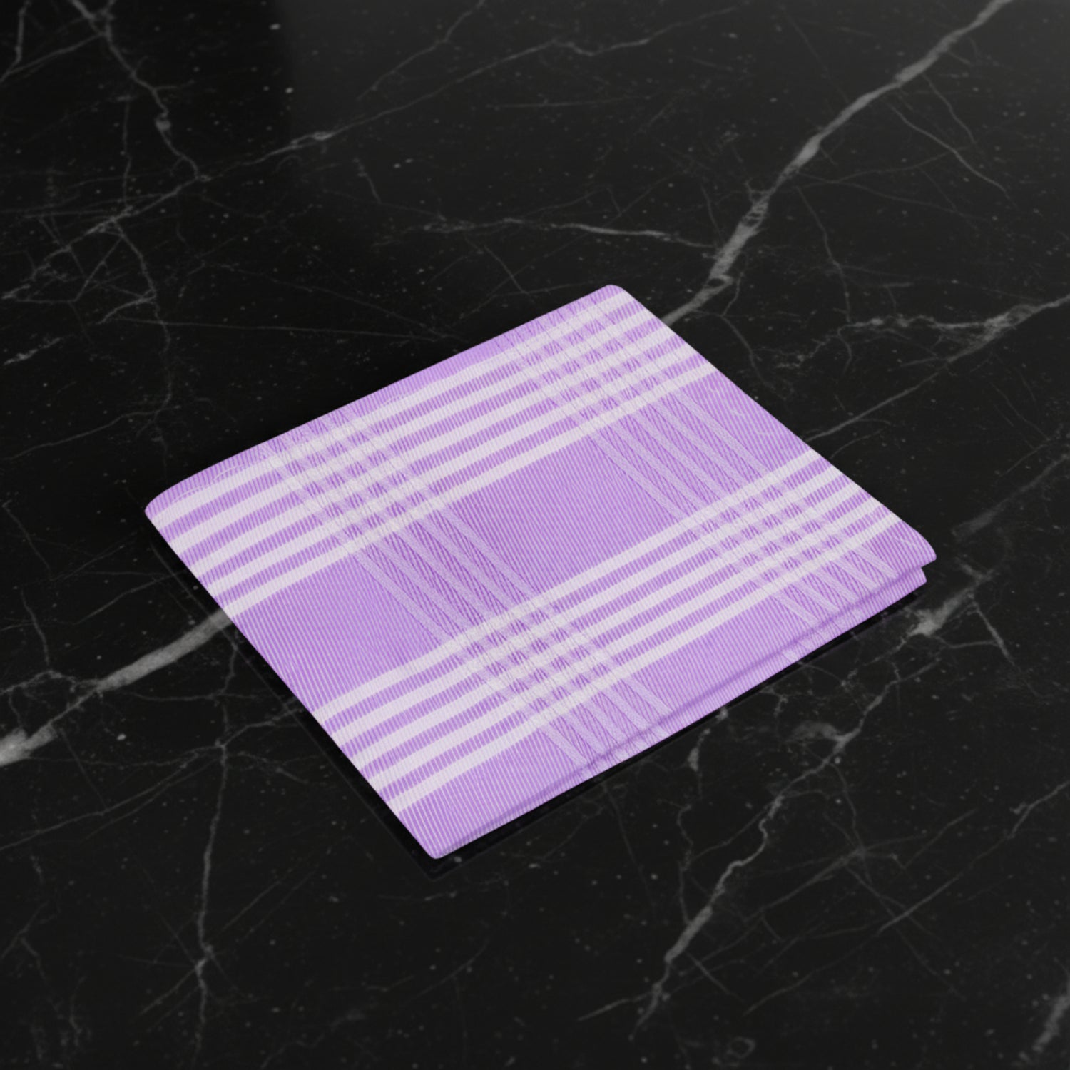 Main View: Light Purple, Ghost White Plaid Pocket Square