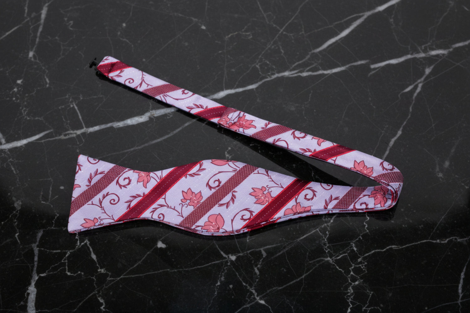 Untied: A Pink, Red Floral Pattern Self Tie Bow Tie