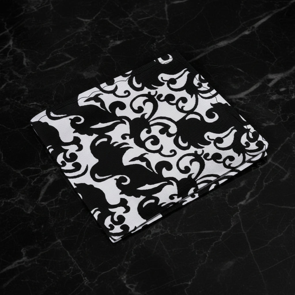 A Light Grey, Black Vine Pattern Pocket Square
