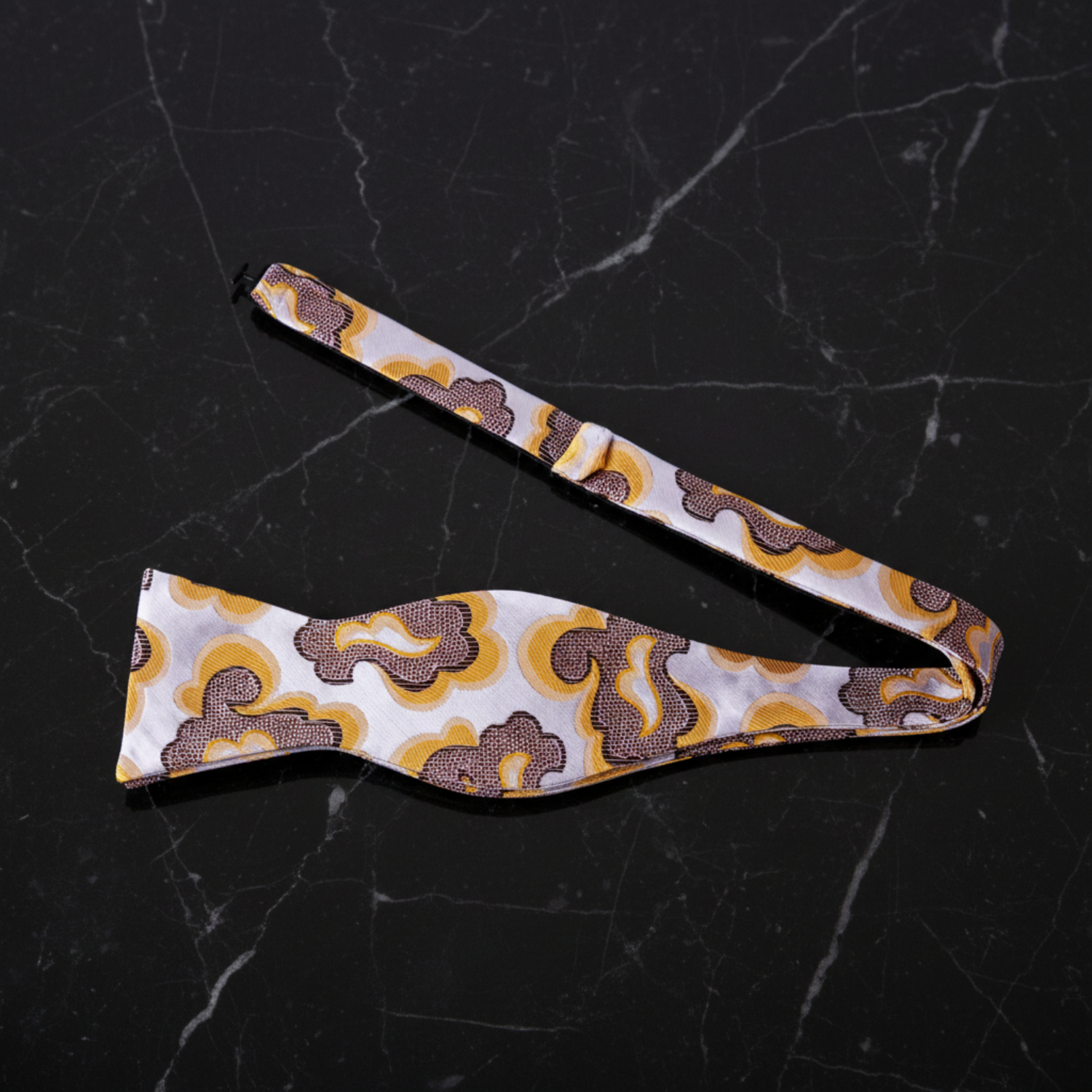 Light Silver, Brown and Orange Abstract Bow Tie 