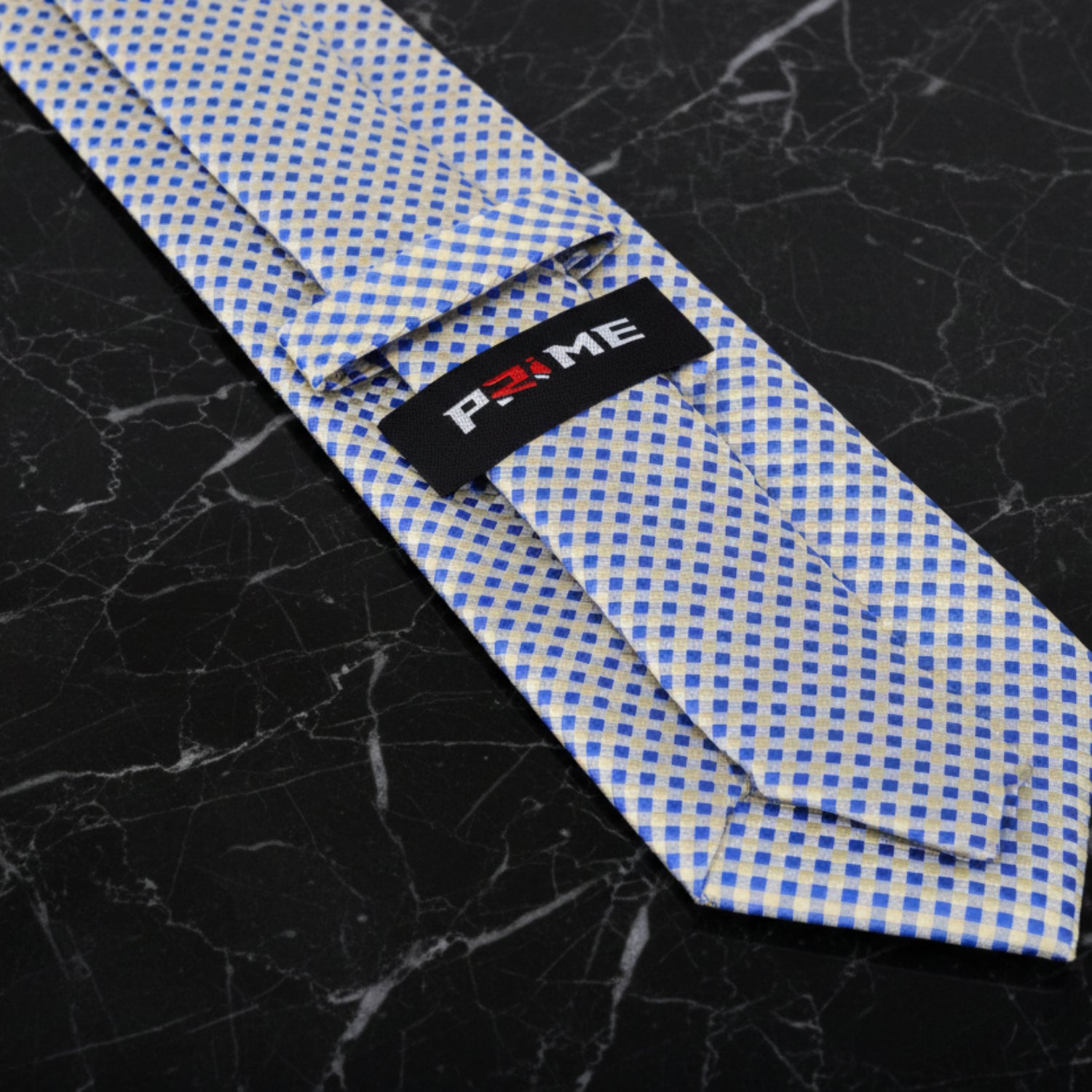 Yellow, Blue Small Check Tie Keep