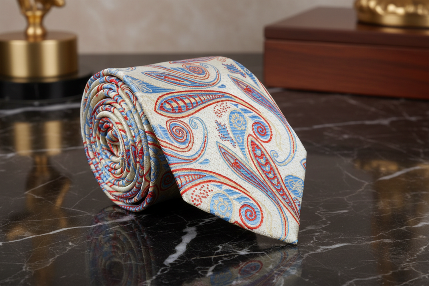 Light Yellow Paisley Necktie