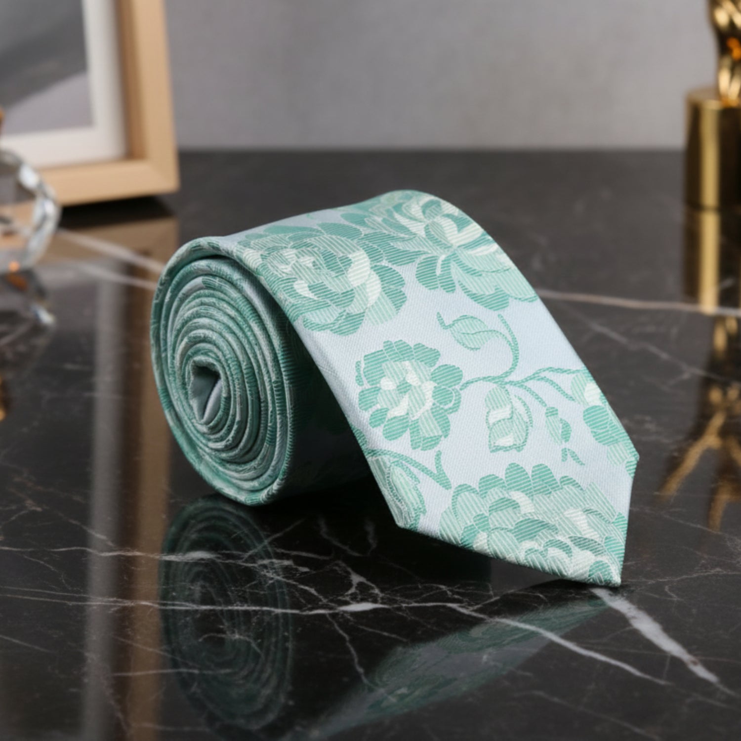 Light Green Floral Tie