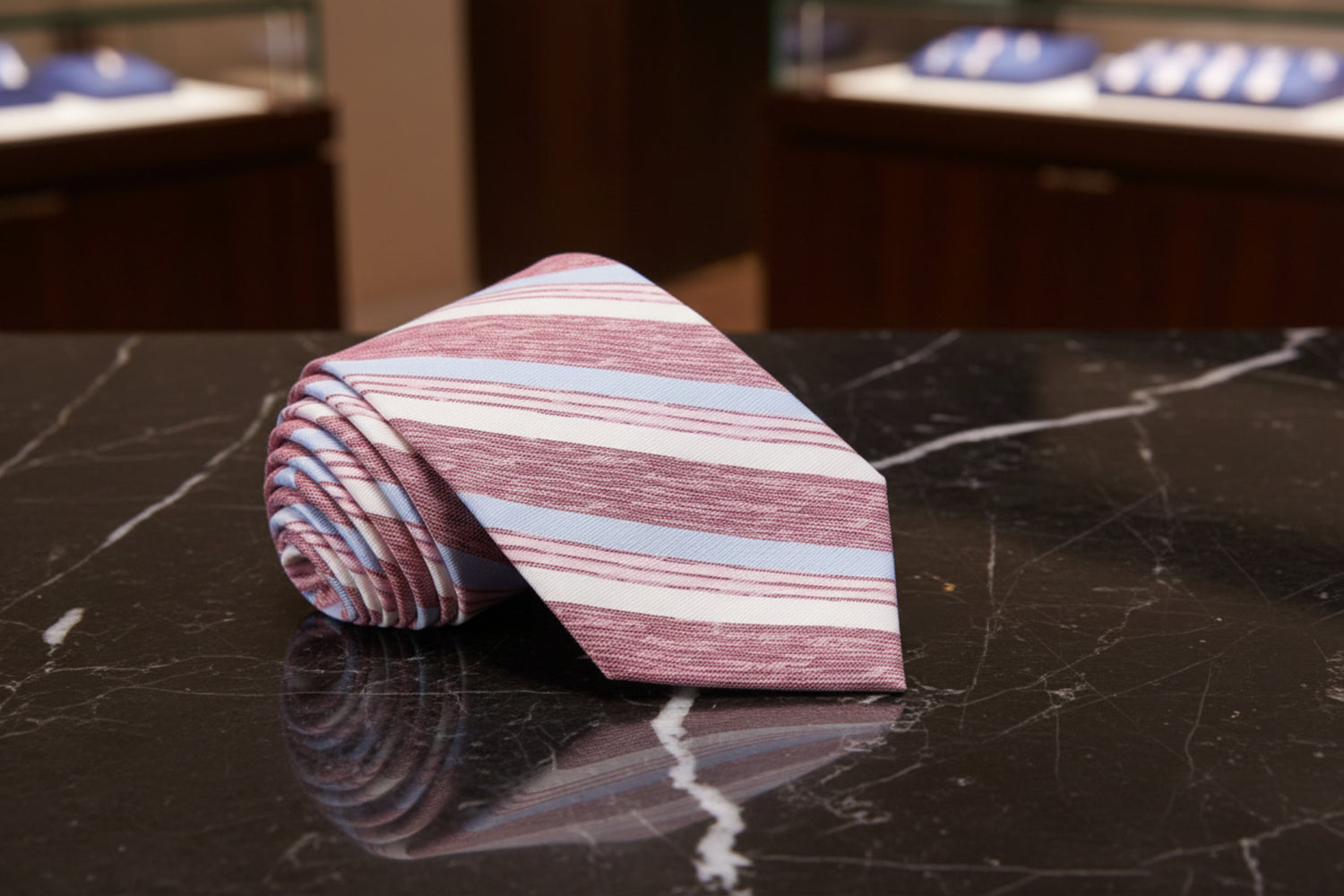 Light Red, Light Blue Stripe Tie