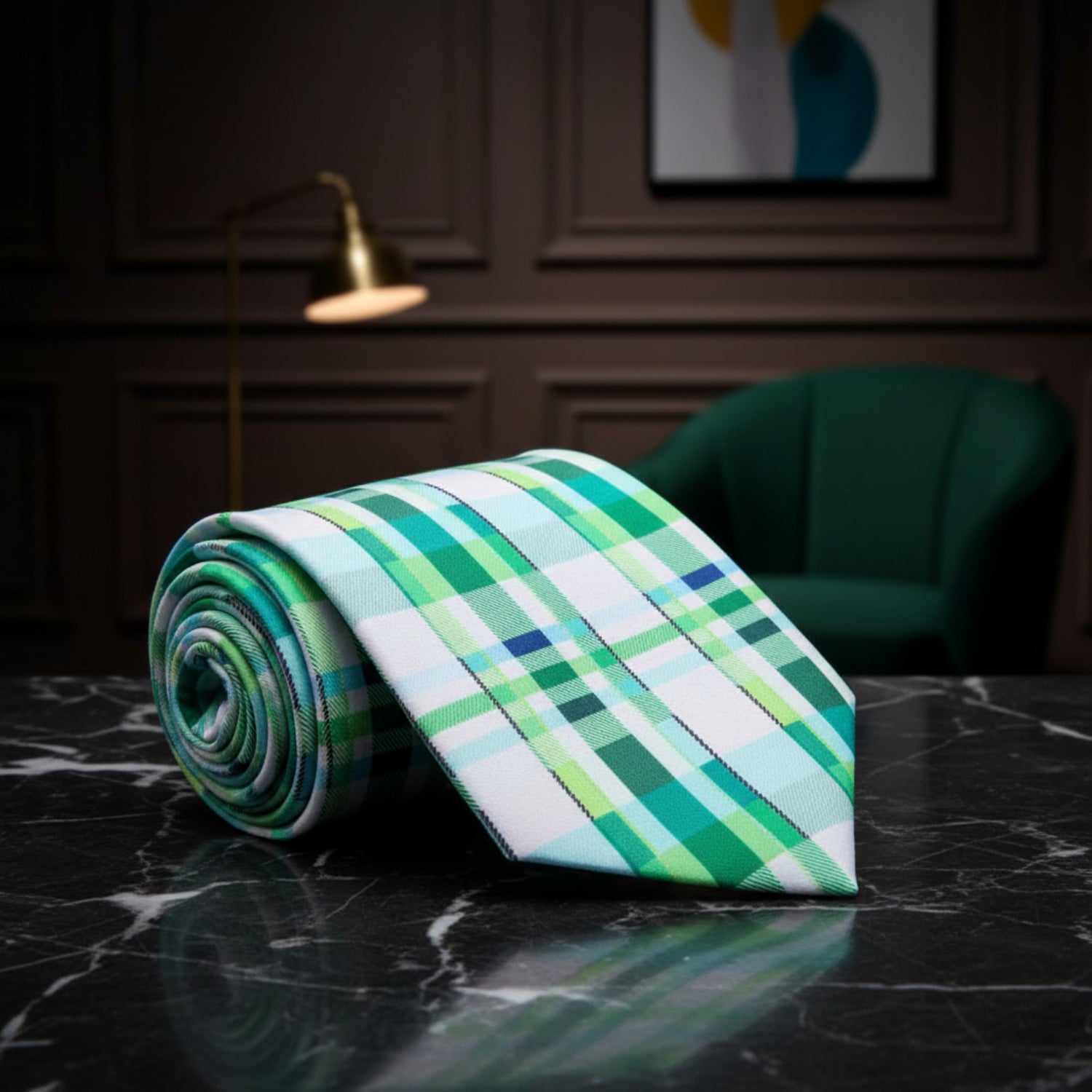 ||Green Plaid Tie
