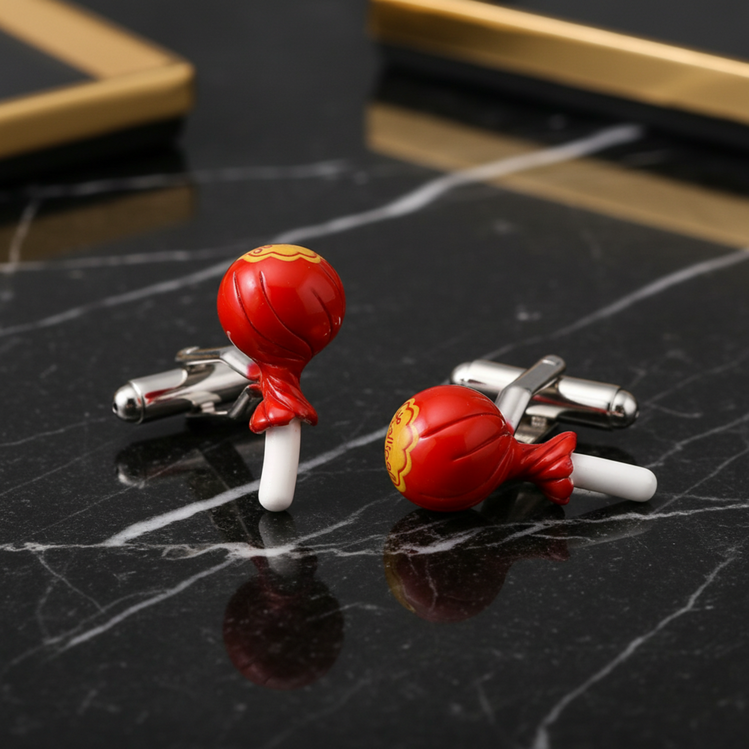 Red, Yellow Lollipop Cufflinks