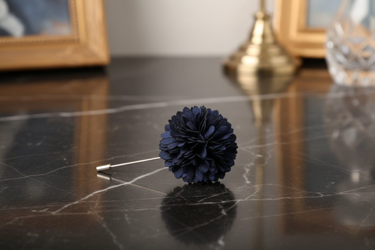A Solid Deep Blue Colored Thin Petal Lapel Flower Burst