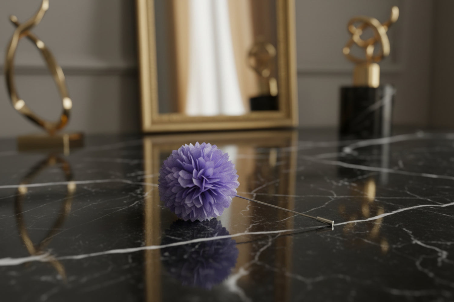 A Solid Light Purple Colored Thin Petal Lapel Flower Burst