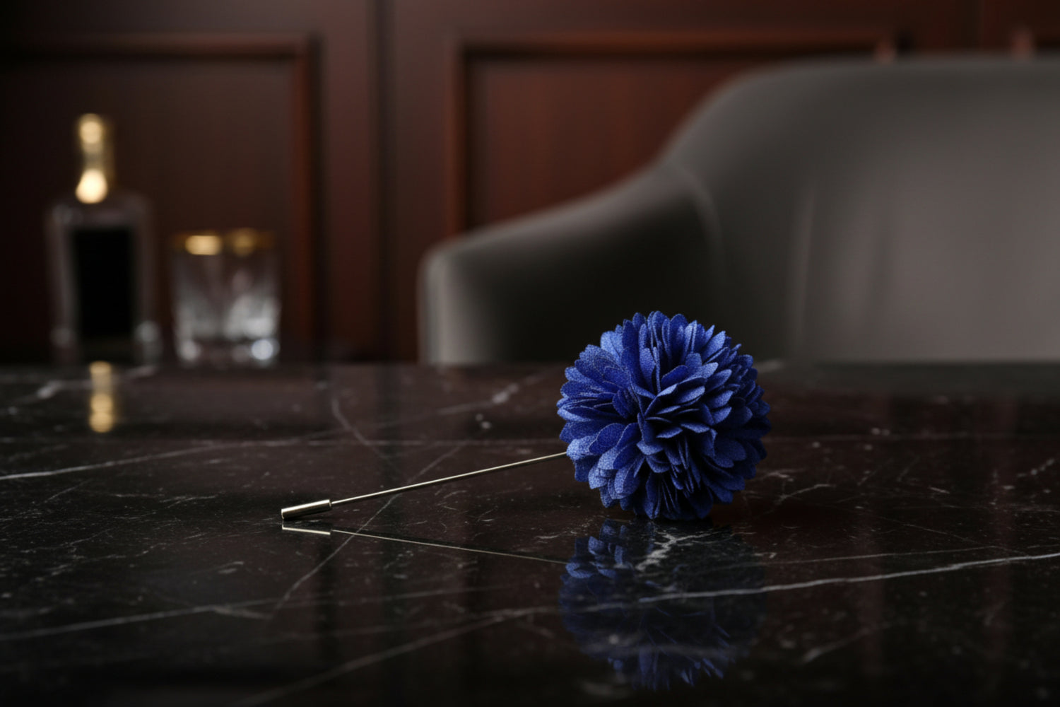 A Solid Sky Blue Colored Thin Petal Lapel Flower Burst