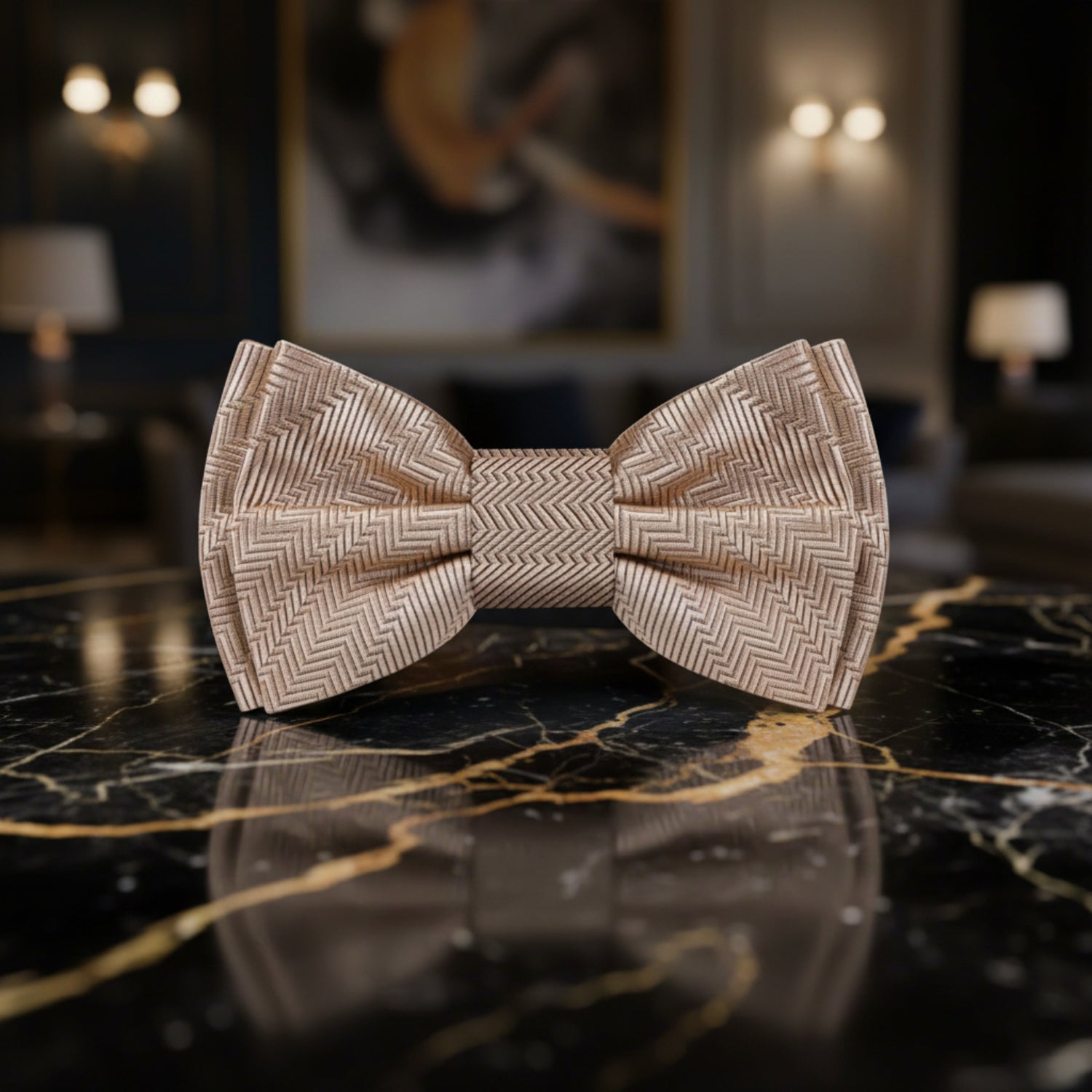 A Wheat Solid Pattern Self Tie Bow Tie 