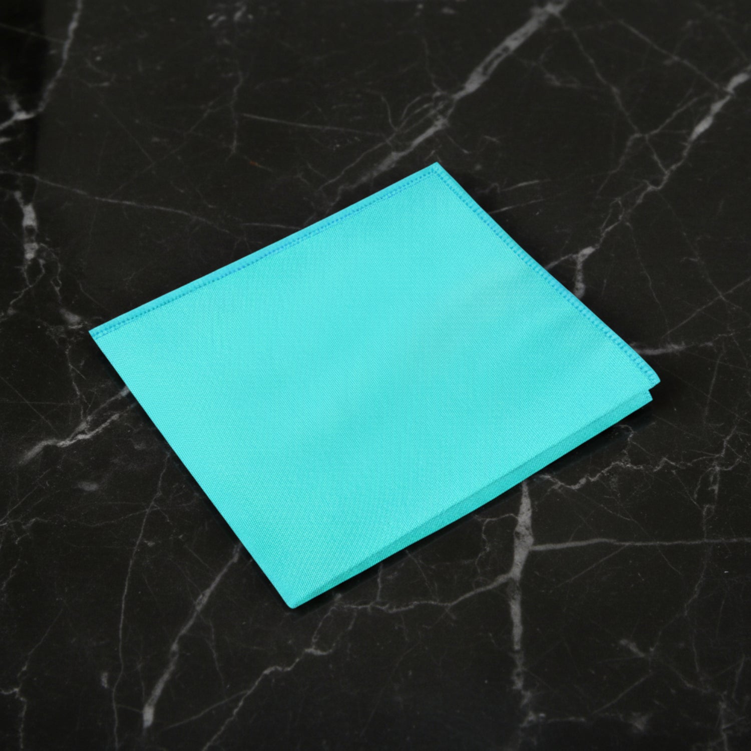 Mint With Aqua Edge Pocket Square
