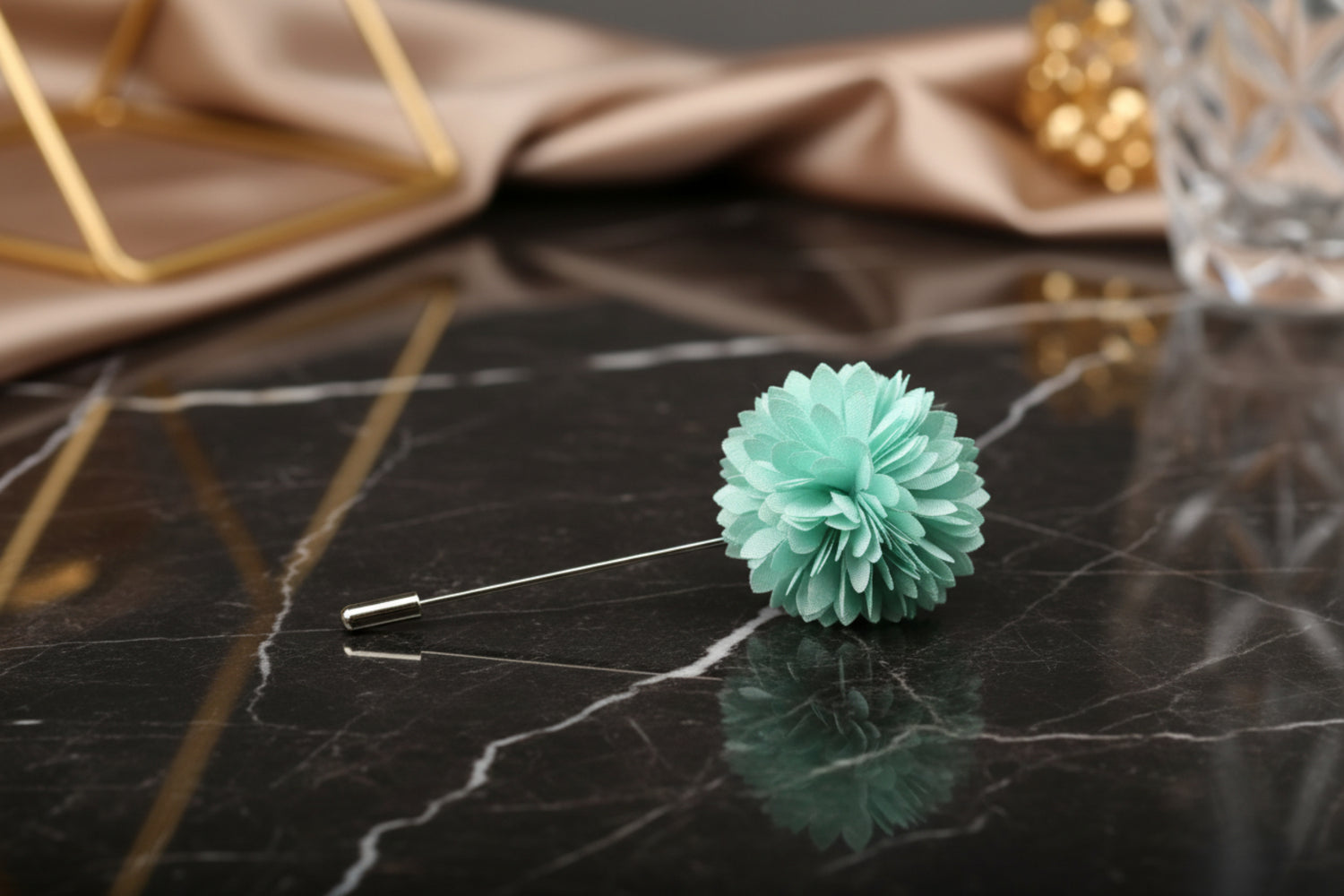 Alt View: A Solid Mint Colored Thin Petal Lapel Flower Burst