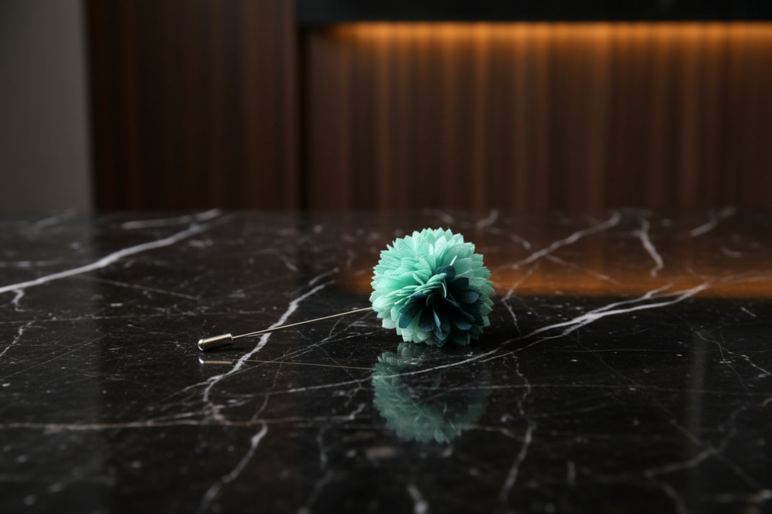 Main View: A Mint, Aqua Thin Petal Lapel Flower