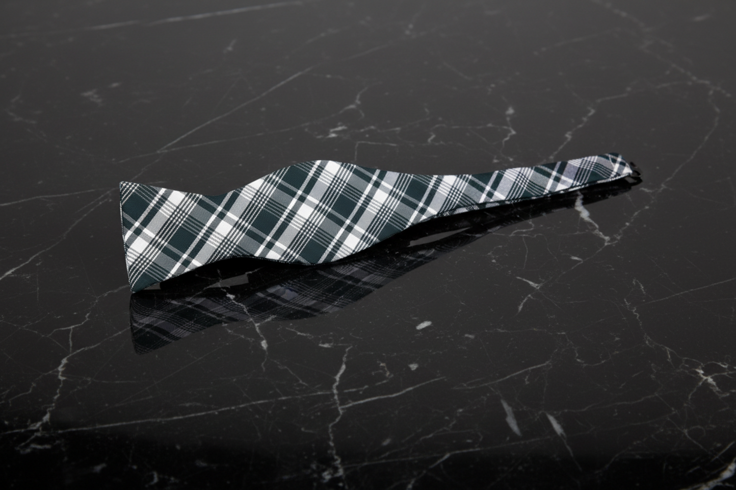Untied: A Green, Grey Plaid Pattern Self Tie Bow Tie