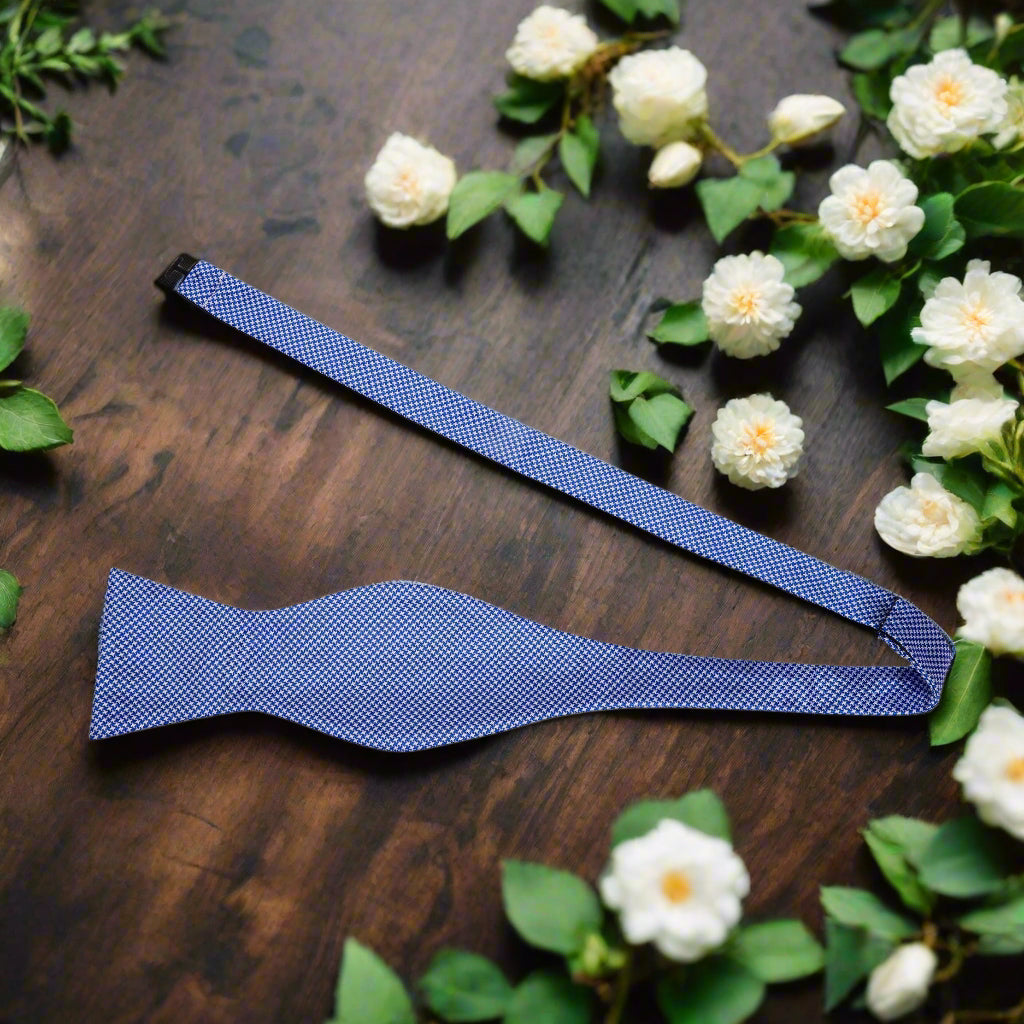 Blue Hounds Tooth Self Tie Bow Tie