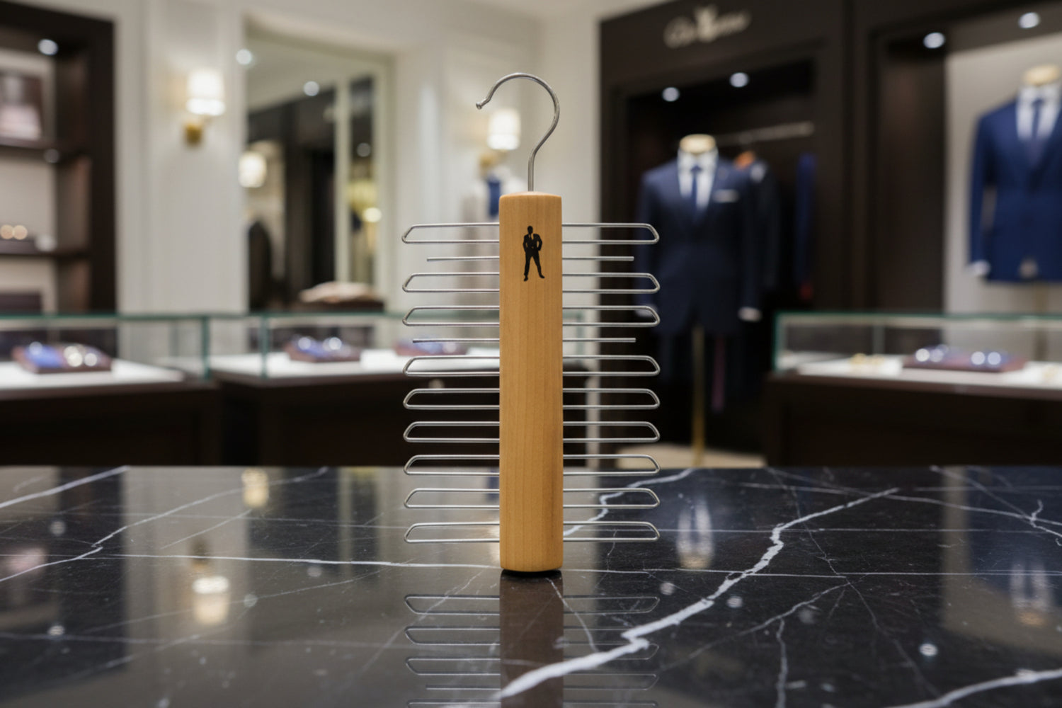 Light Wood and Metal Tie Organizer View 1
