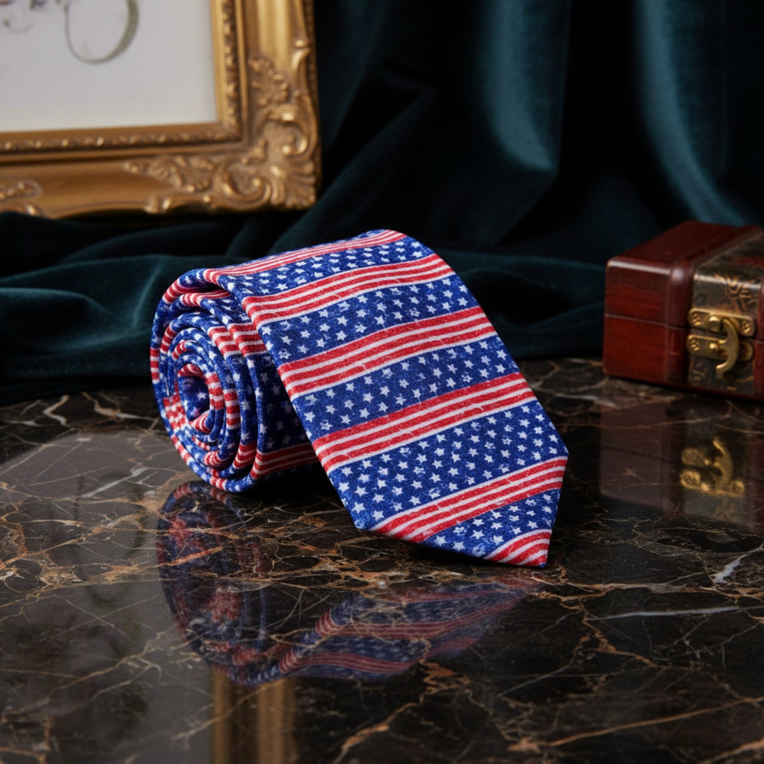 Blue, Red, White Stars and Stripes Tie 