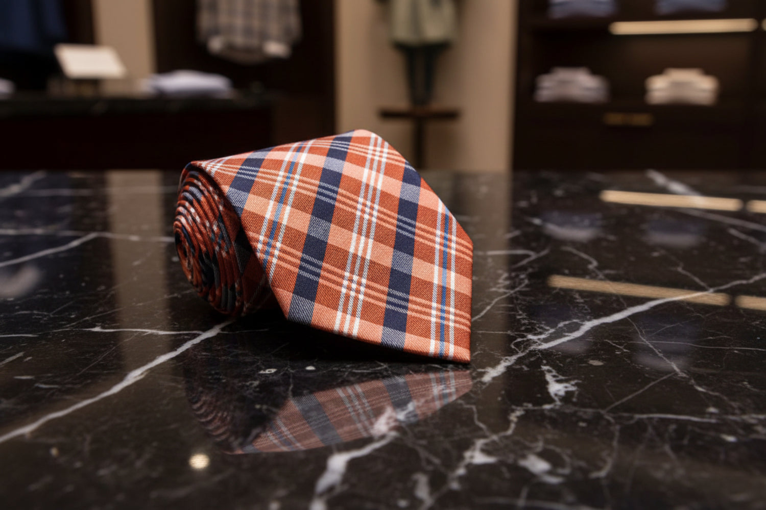 Orange Plaid Tie