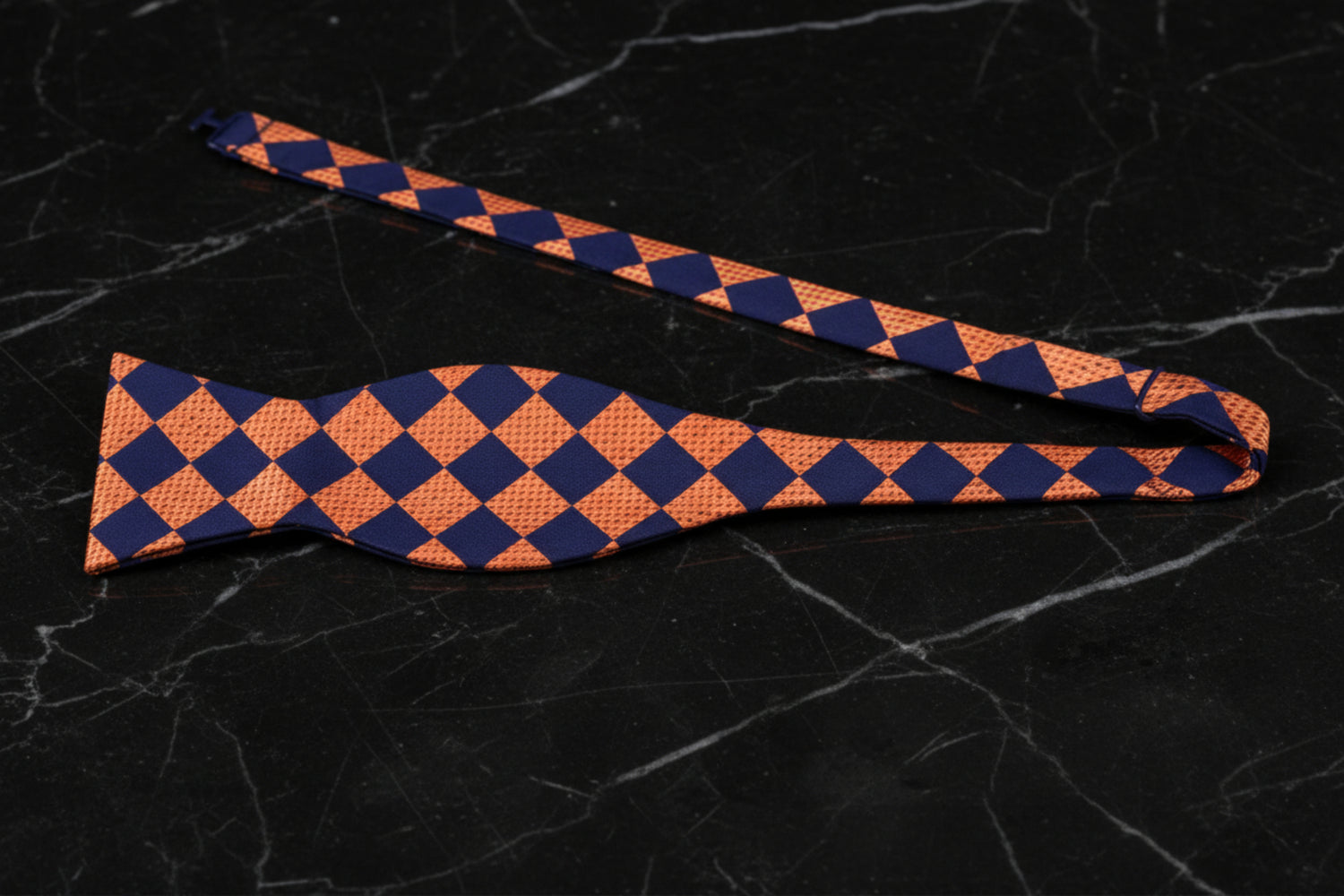 Untied Bow tie: Black Orange Check Bow Tie
