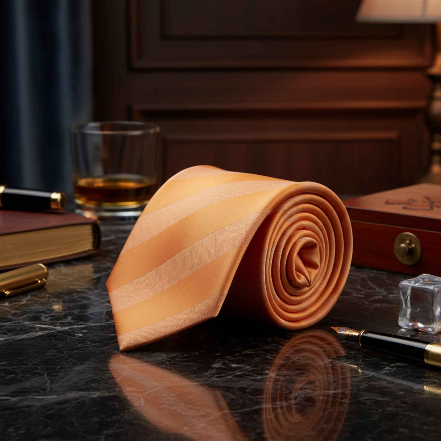 Rich Orange Block Stripe Tie  
